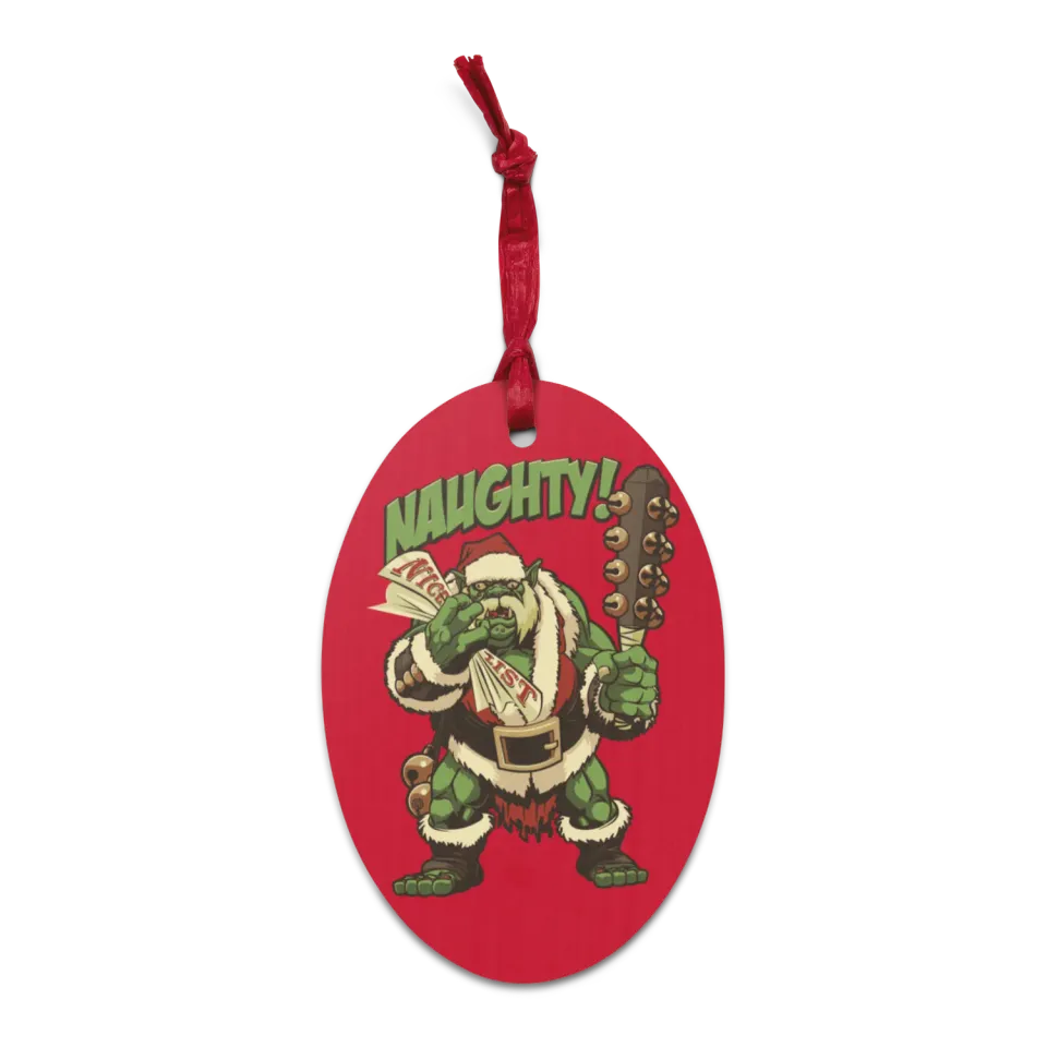 Roll A Crit Holiday Naughty Ogre ornament magneet hout