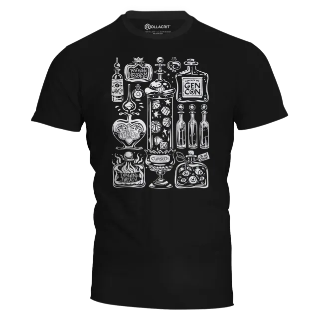 Roll A Crit Gen Con 2026 Potion Master T-shirt zwart