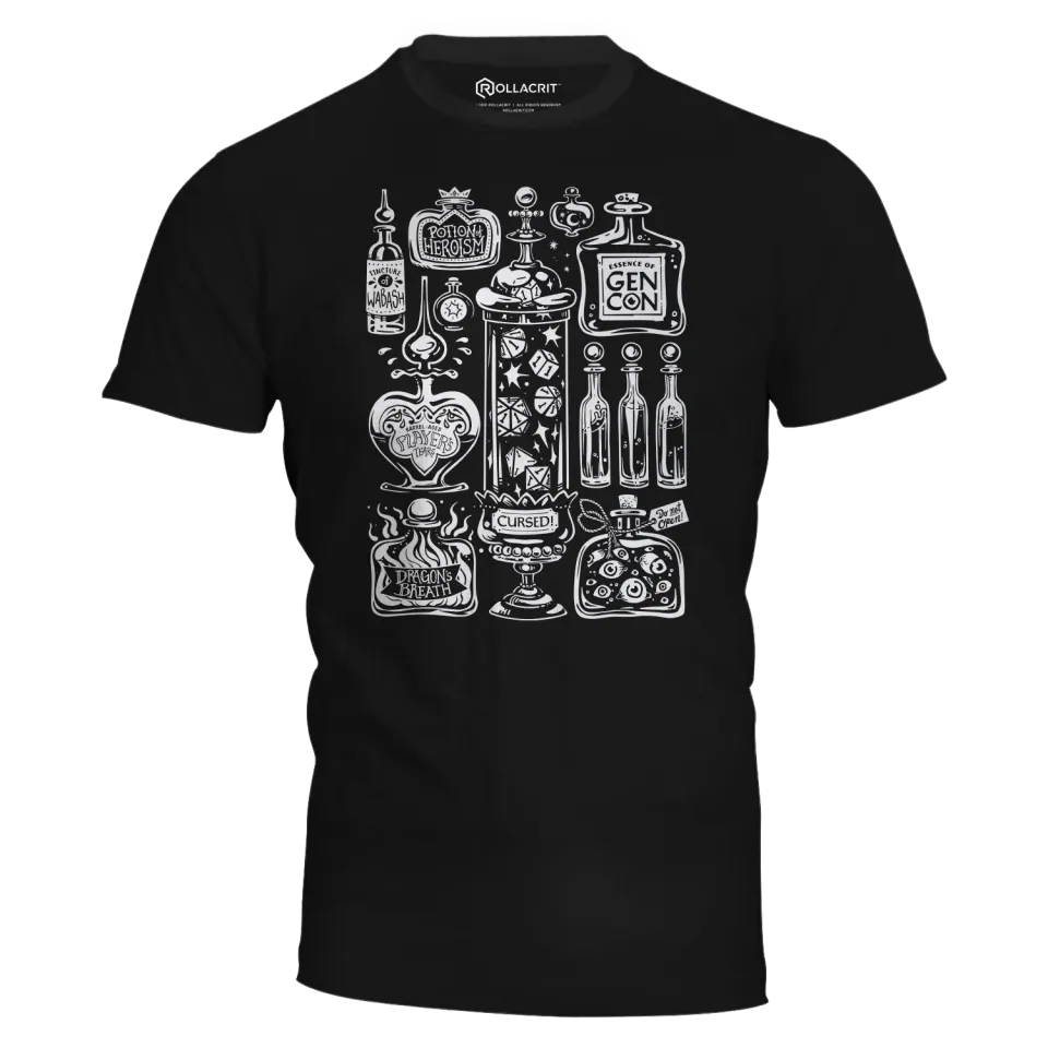 Roll A Crit Gen Con 2026 Potion Master T-shirt zwart