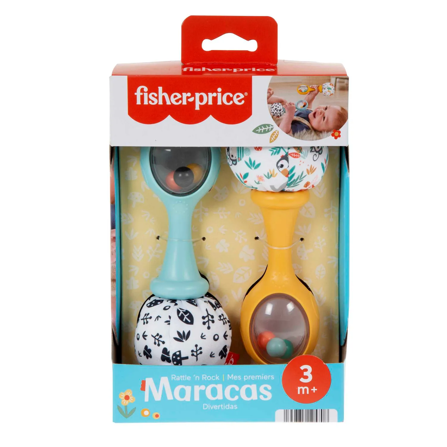Fisher-Price Maracas rammelaar set van 2 met contrastkleur