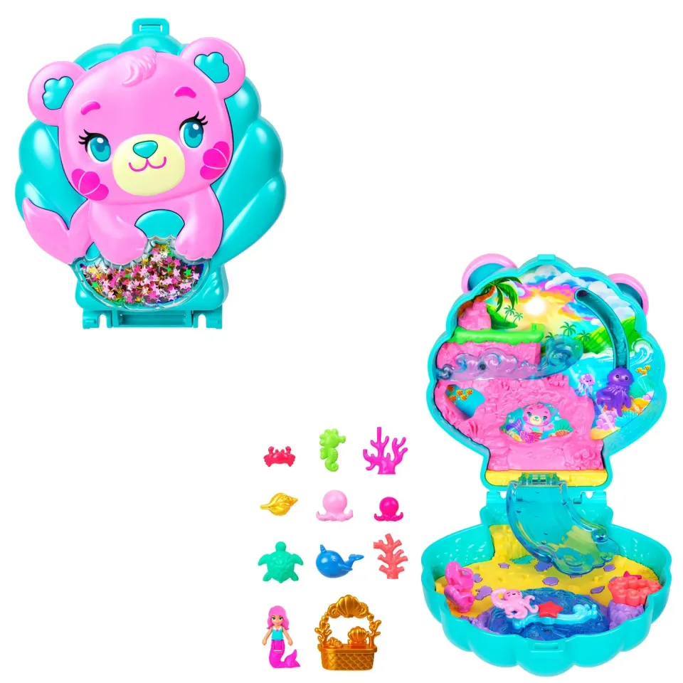 Polly Pocket Glitter Island compact speelset zeemeermin