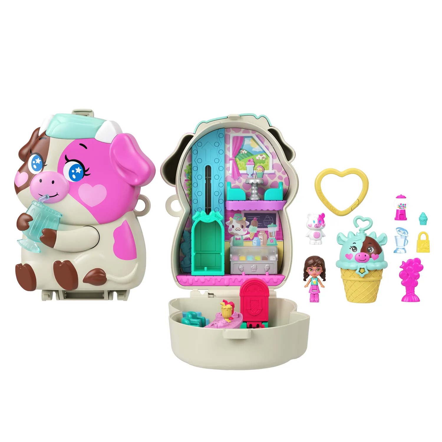 Polly Pocket Koeienbel Café speelset met pop 4 jaar en ouder