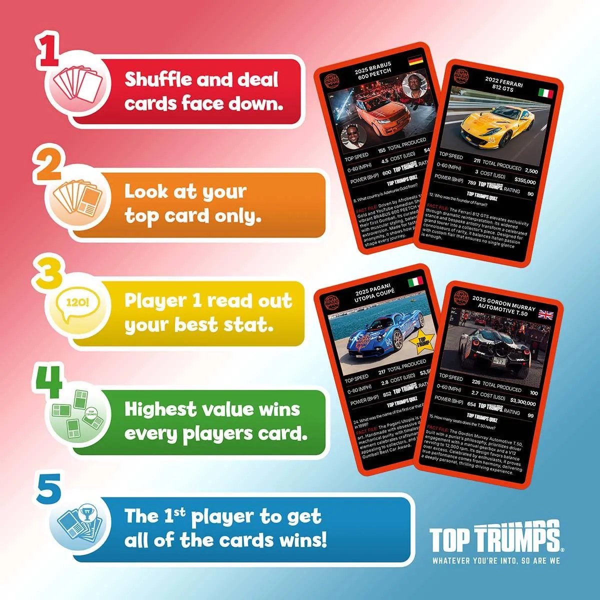 Top Trumps Gumball 3000 Superstars kaartspel supercars