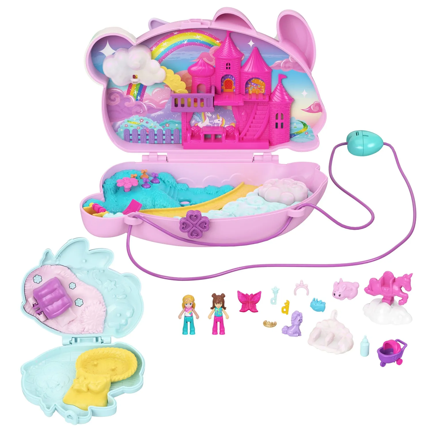 Polly Pocket Konijntjes speelset sprookjeskasteel 2 poppetjes