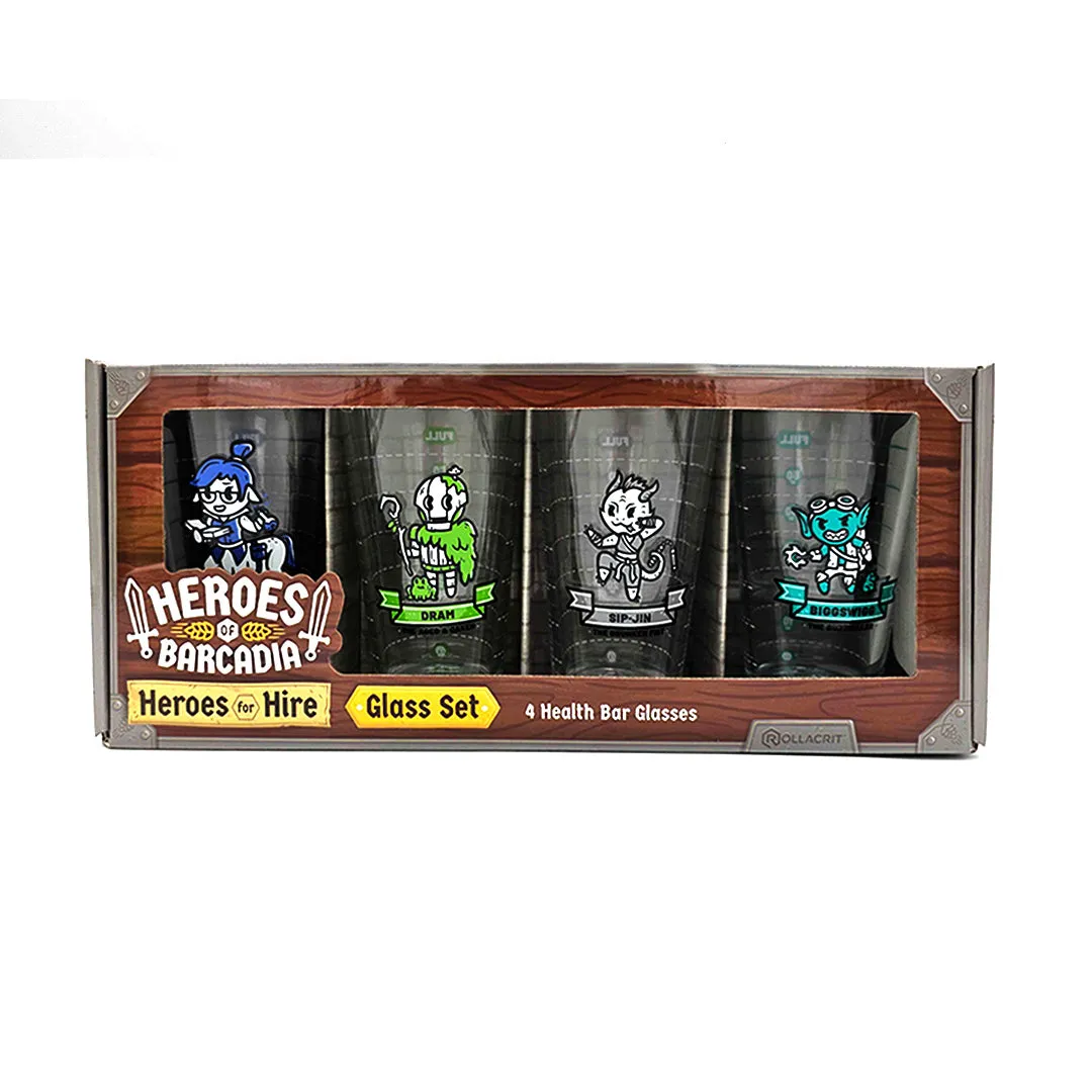 Roll A Crit Heroes of Barcadia Heroes for Hire glazen 4-pack