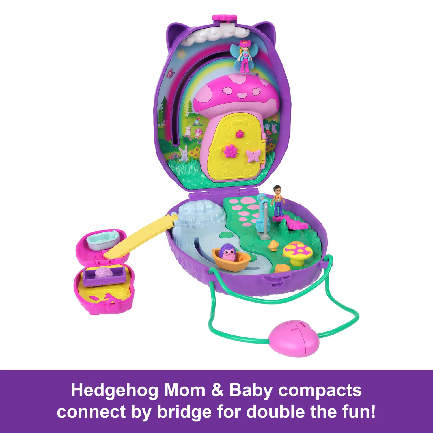 Polly Pocket Egel Mama Baby tas speelset 2 poppen