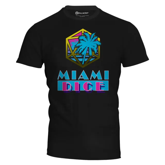 Roll A Crit Miami Dice T-Shirt Katoen Maat M Unisex