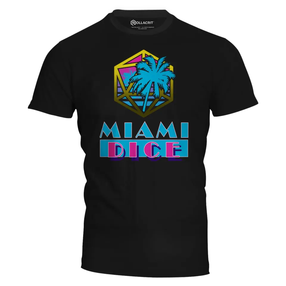 Roll A Crit Miami Dice T-Shirt Katoen Maat M Unisex
