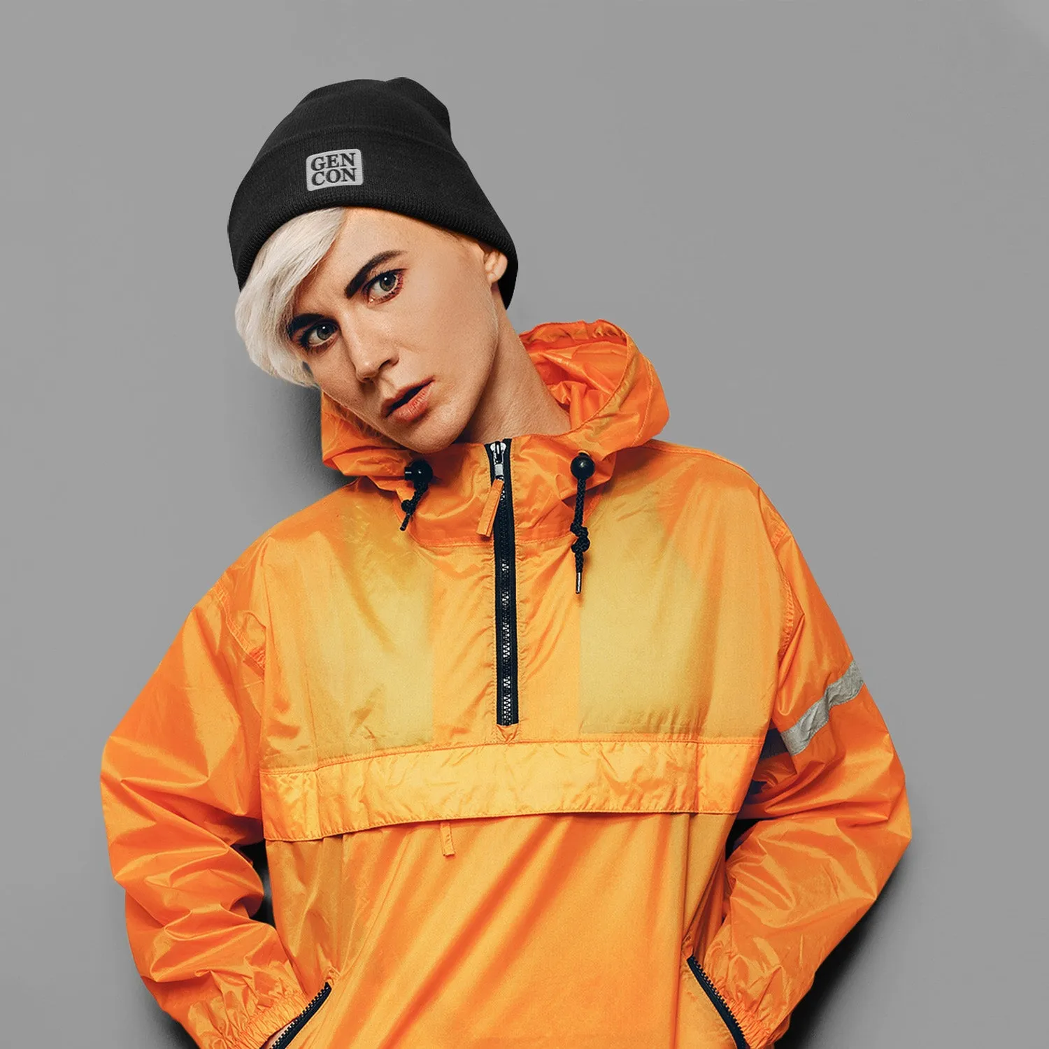 Roll A Crit Gen Con beanie muts acryl zwart grijs