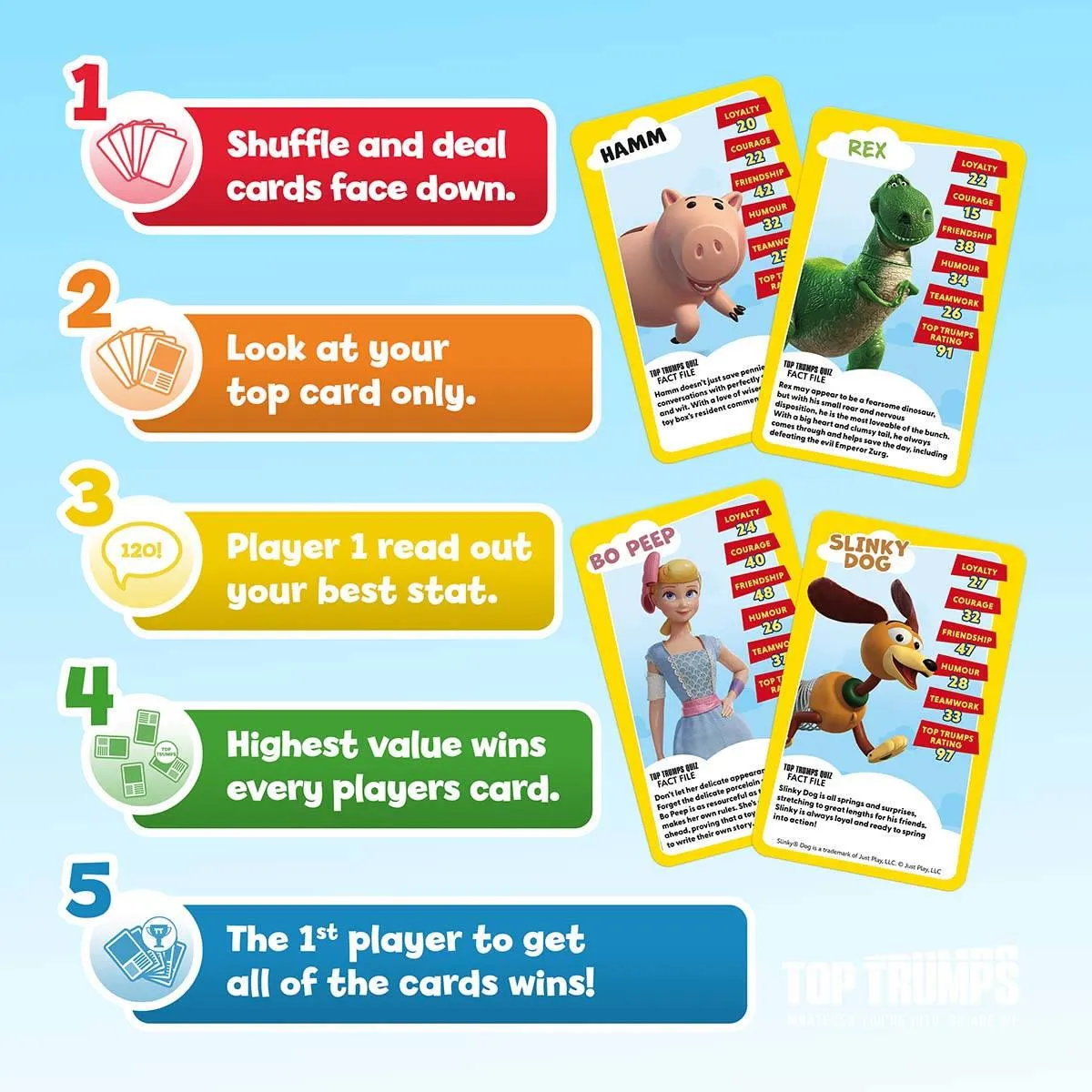 Top Trumps Toy Story kaartspel met Woody en Buzz