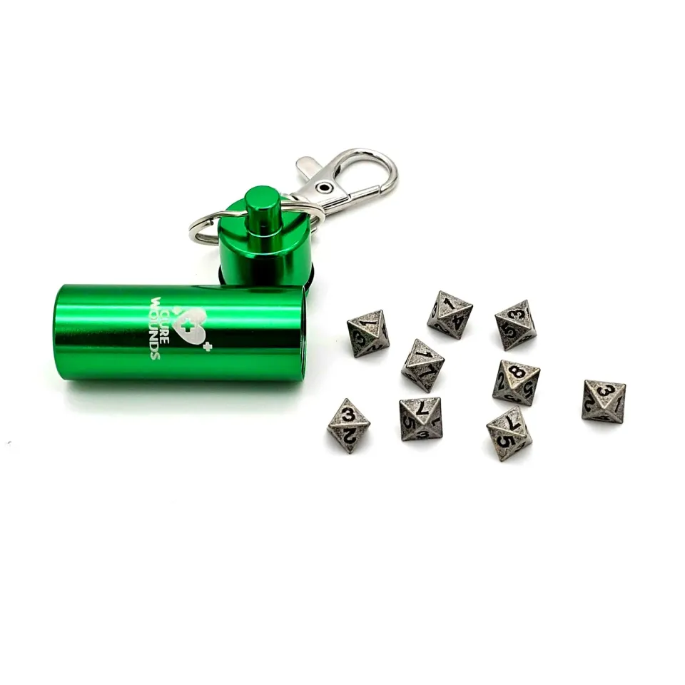 Roll A Crit Cure Wounds dobbelstenen sleutelhanger 9-delig zilver