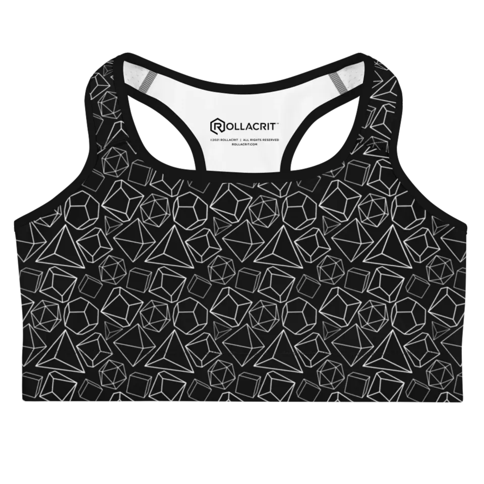 Gen Con White Dice Pattern Sportbeha polyester A-C