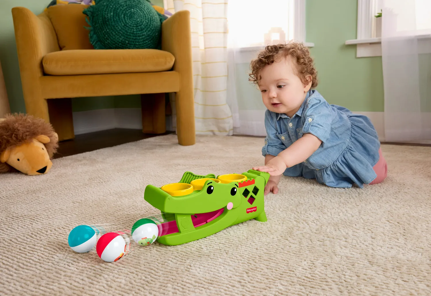 Fisher-Price Zit en Tik Rolligator hamerbank met 3 ballen