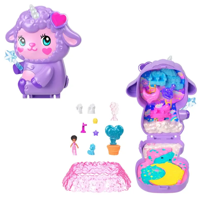 Polly Pocket Cozy Dreamland Lam compact speelset eenhoorn