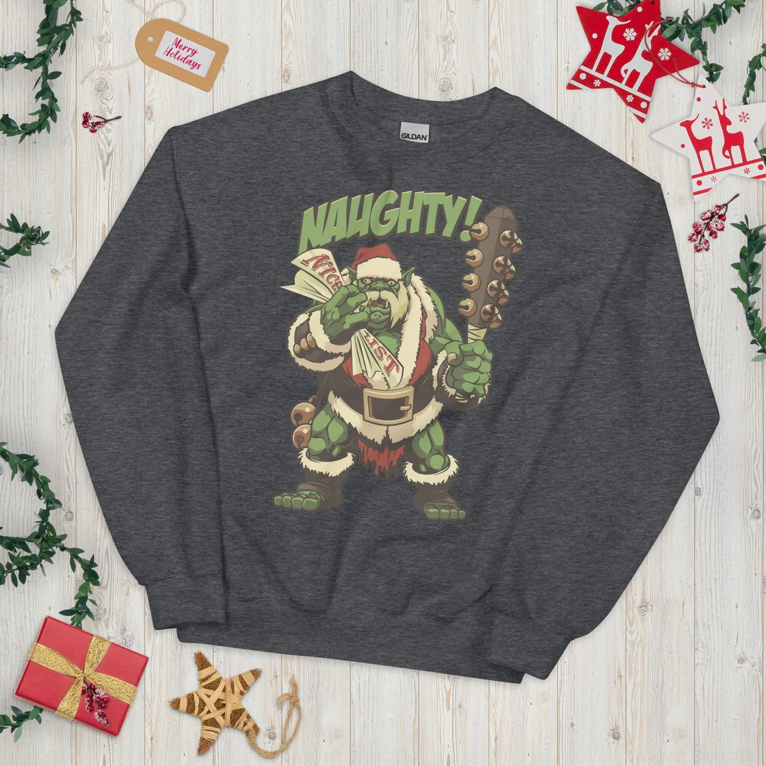 Roll A Crit Holiday Naughty Ogre sweater katoen rood S