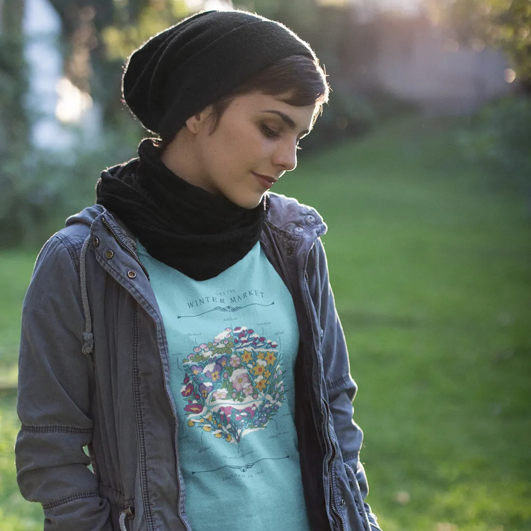 Roll A Crit Gen Con Winter Floral d20 t-shirt dames katoen