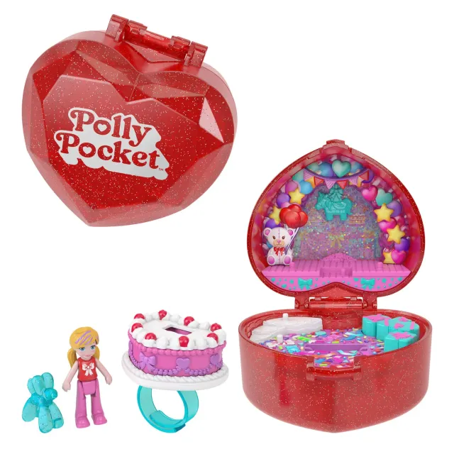 Polly Pocket Mattel 80 Jaar Hart Compact Speelset met Ring