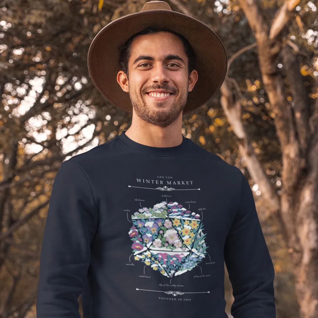 Roll A Crit Gen Con Winter Floral d20 sweatshirt unisex