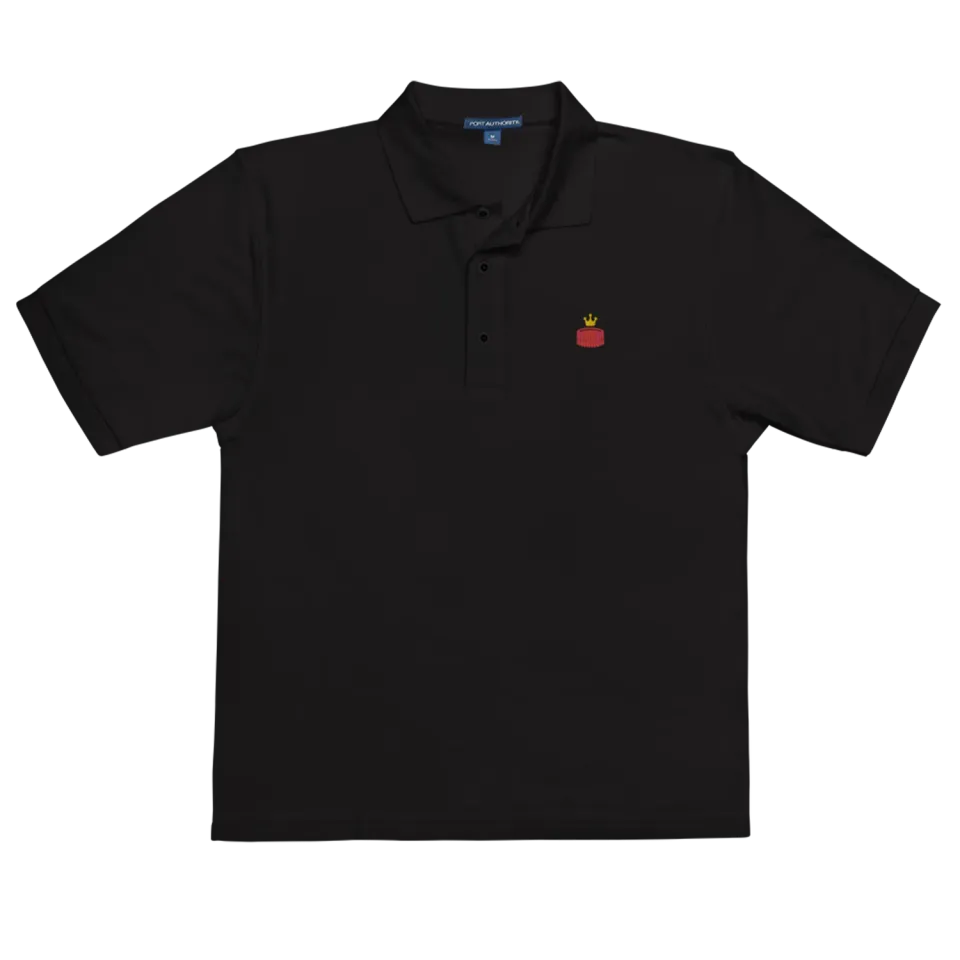 Roll A Crit King Me polo geborduurd zwart