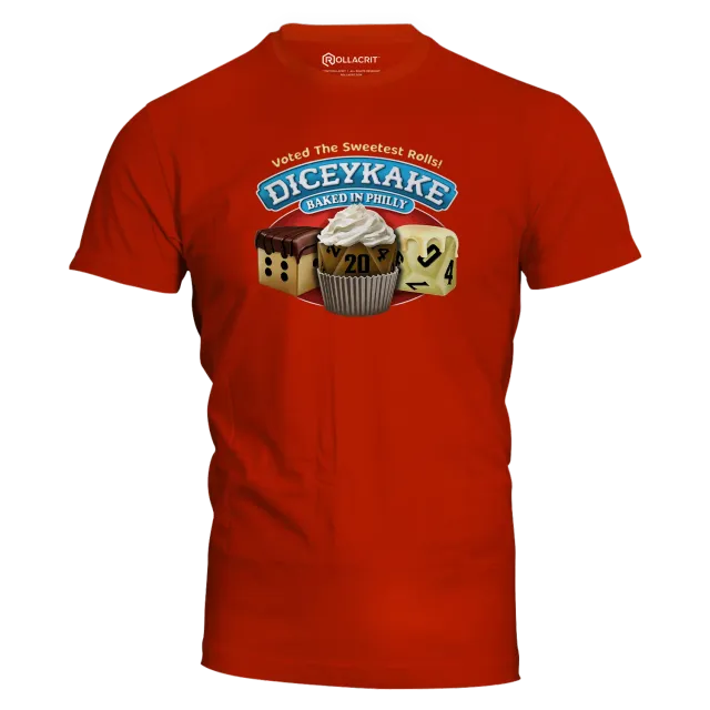 Roll A Crit Diceykake T-shirt dobbelsteen dessert katoen