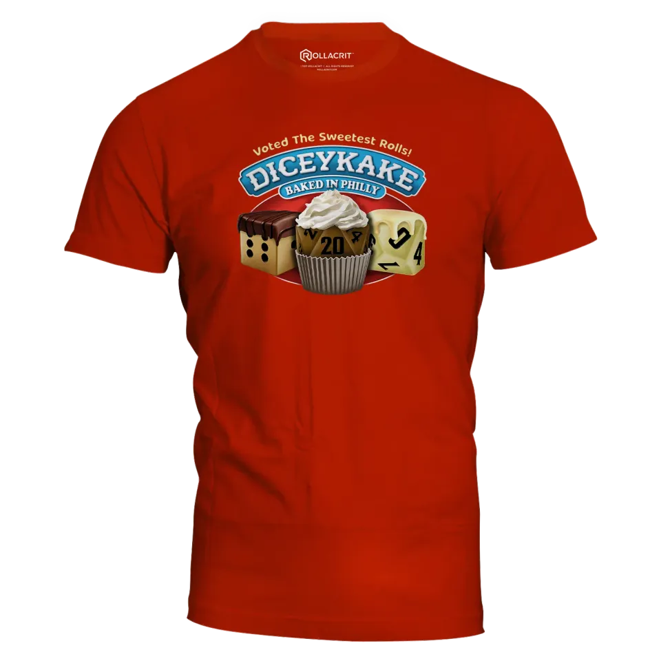 Roll A Crit Diceykake T-shirt dobbelsteen dessert katoen