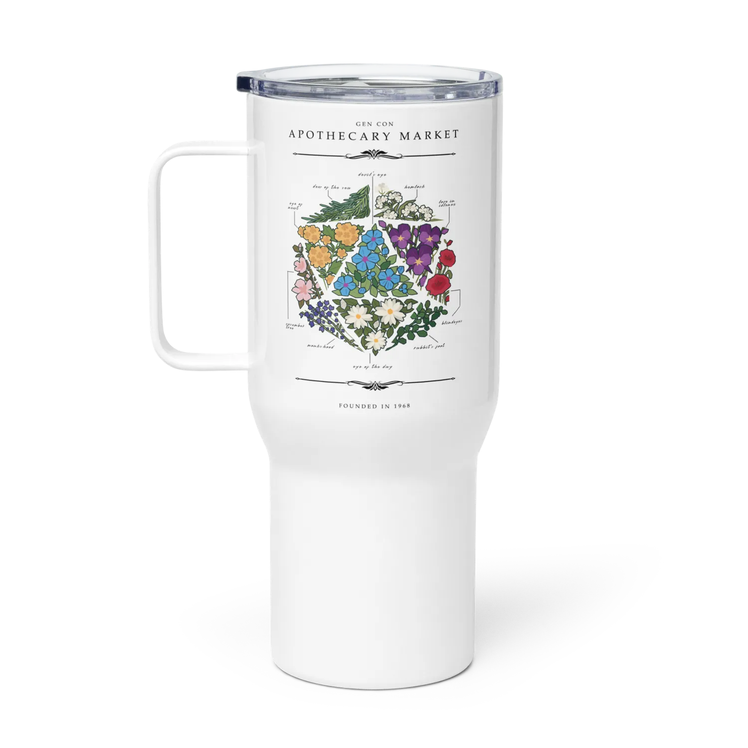 Roll A Crit Gen Con Floral d20 reismok rvs 739 ml