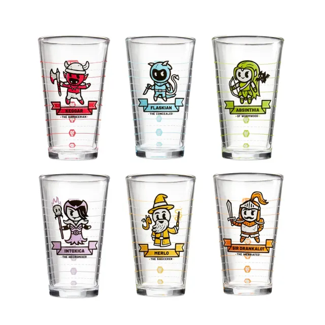 Roll A Crit Heroes of Barcadia pintglazen set 6 stuks glas