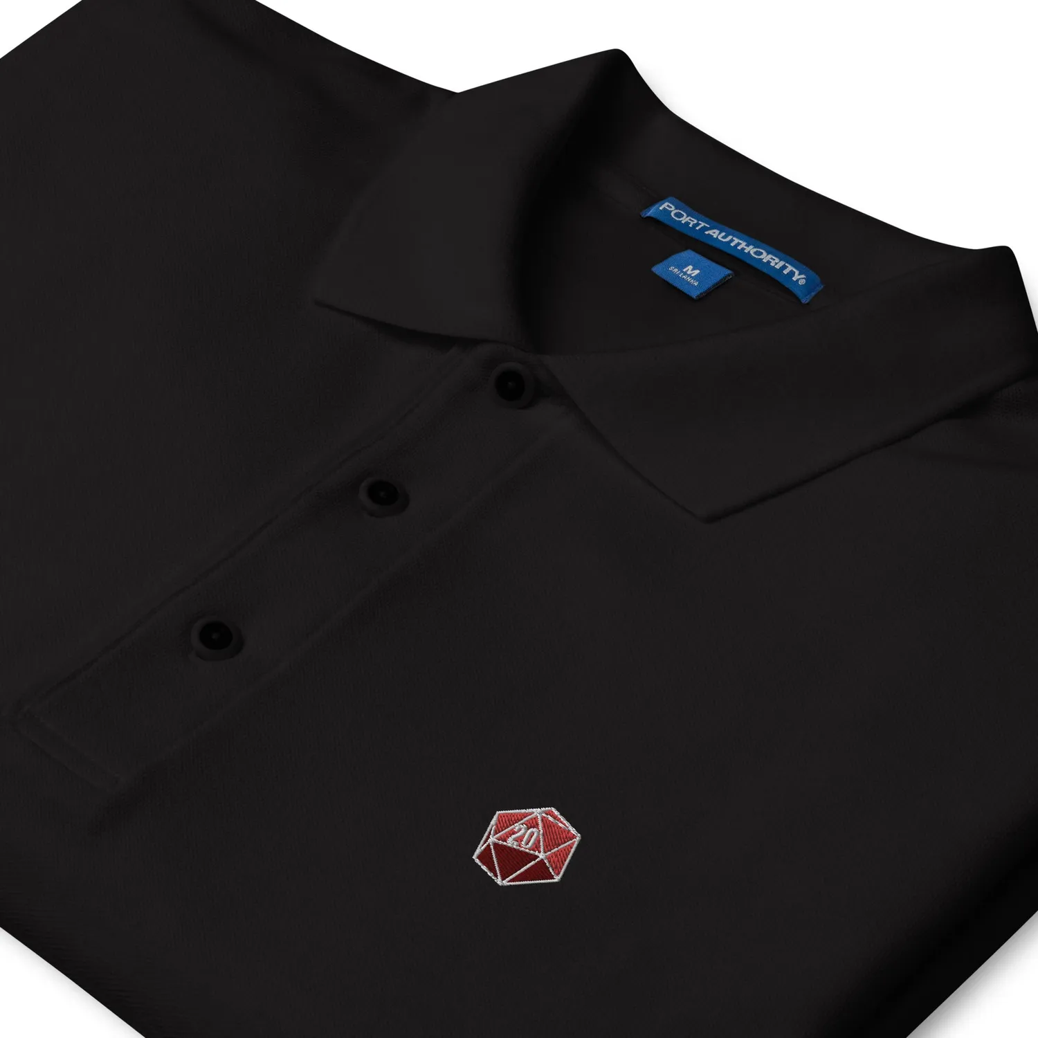 Roll A Crit d20 polo zwart geborduurd katoen