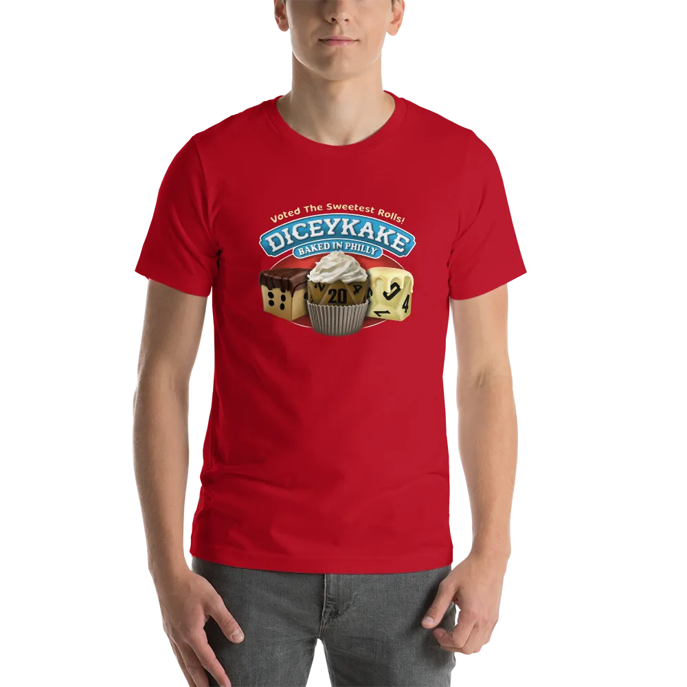 Roll A Crit Diceykake T-shirt dobbelsteen dessert katoen