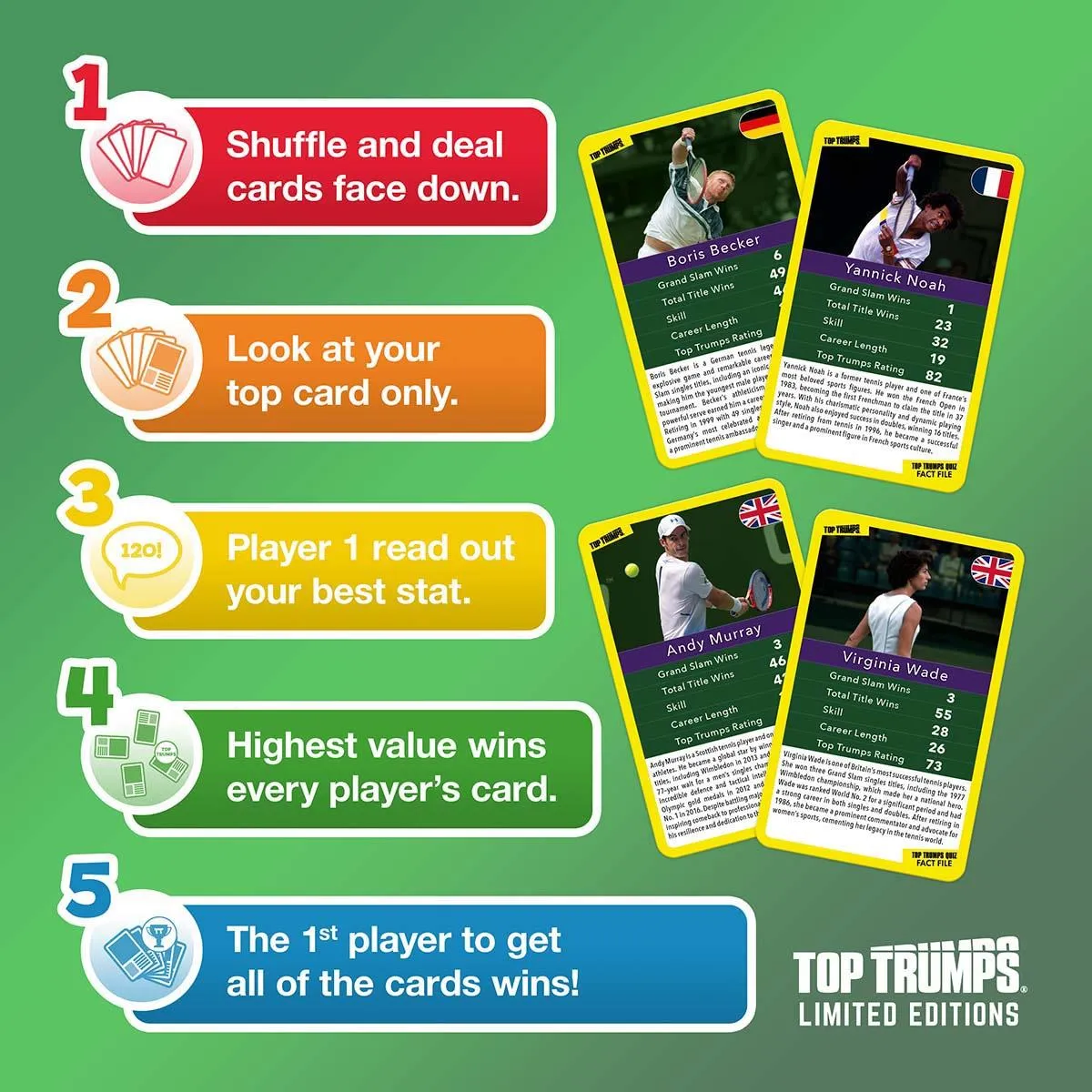 Top Trumps Tennis Stars kaartspel limited edition tennis