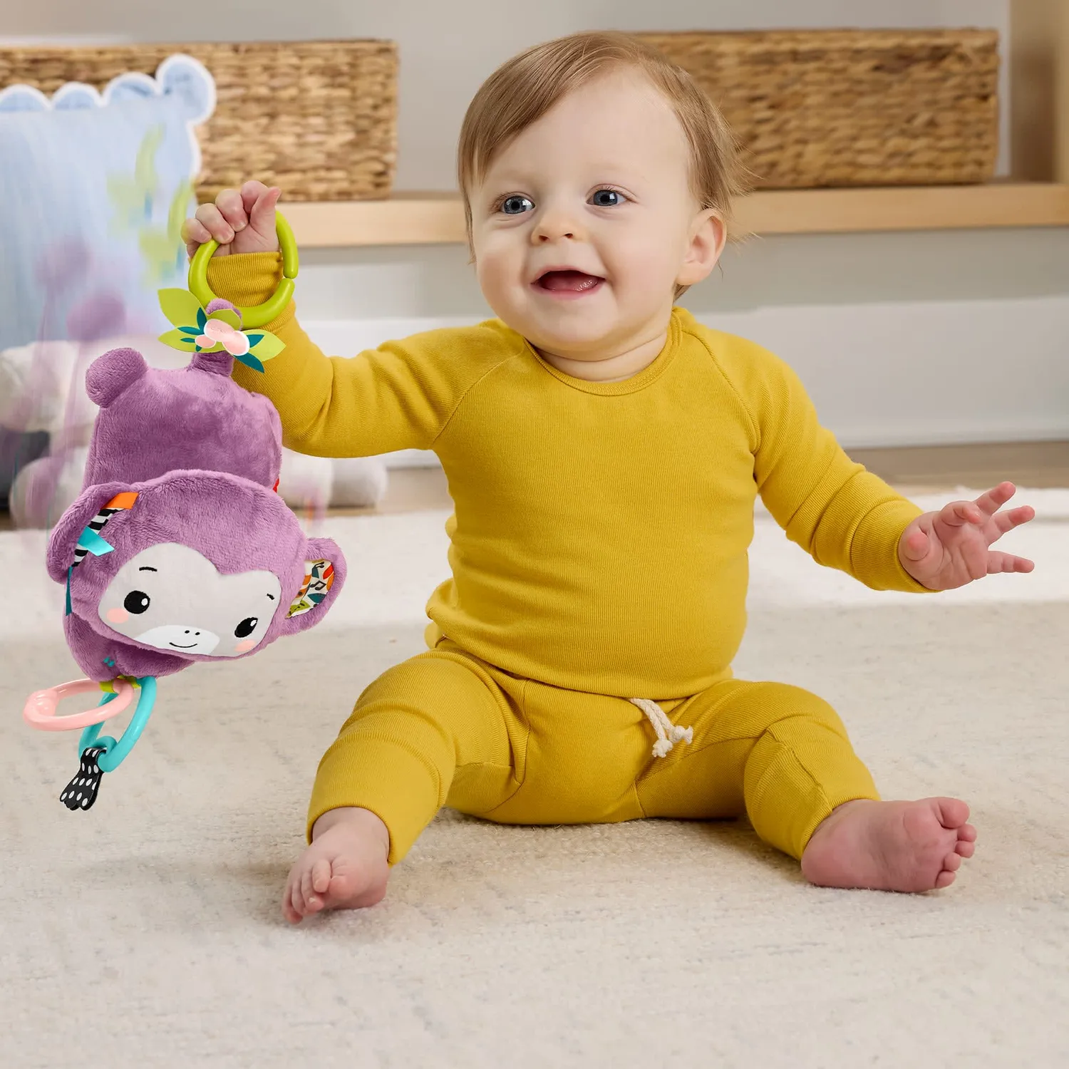 Fisher-Price Hangend Aapje muziekspeeltje paars