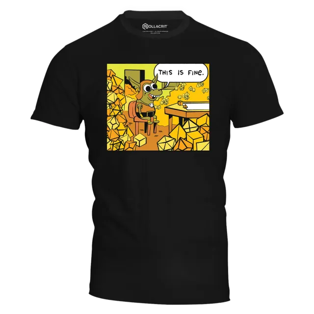 Roll A Crit This Is Fine Dice Goblin T-shirt maat L katoen
