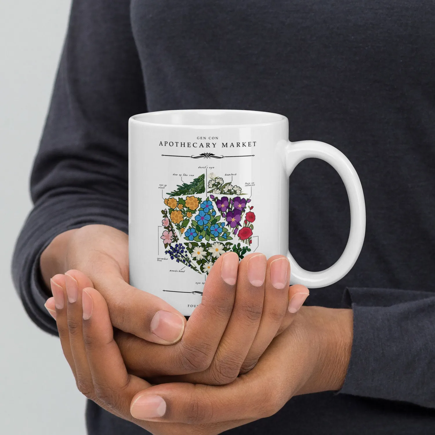 Gen Con Floral d20 mok bloemenprint 11oz keramiek