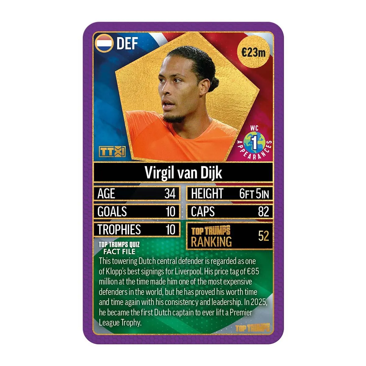 Top Trumps World Football Stars Top 200 kaartspel chrome paars