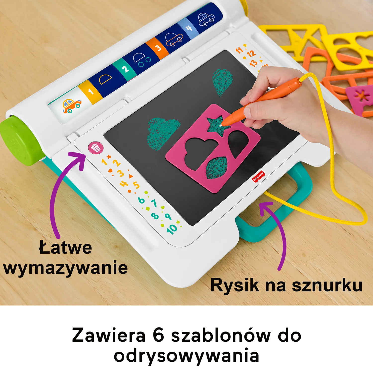Fisher-Price Teken en Leer Tekenbord Peuter met Sjablonen