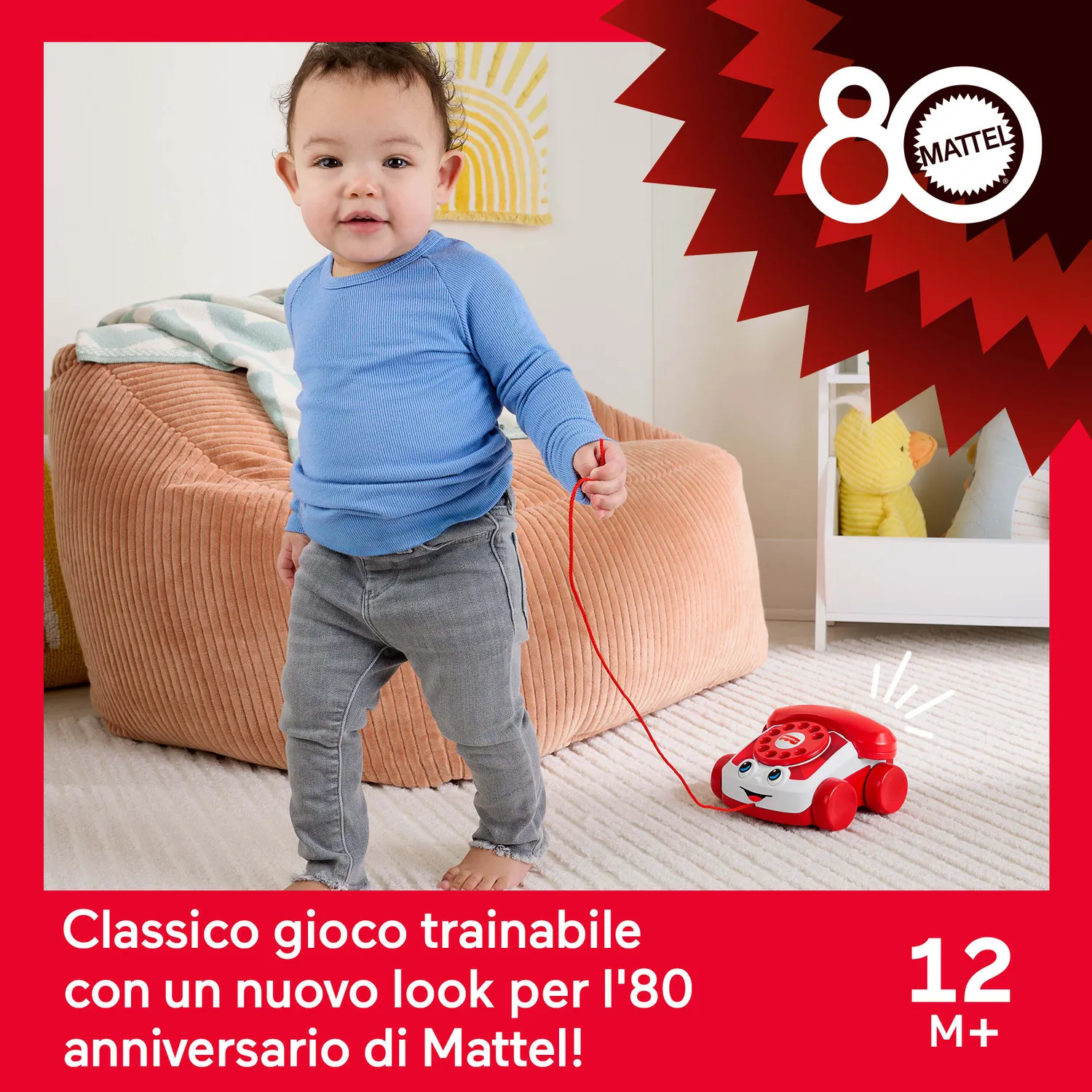 Fisher-Price Chatter Telephone trektelefoon rood 80 jaar