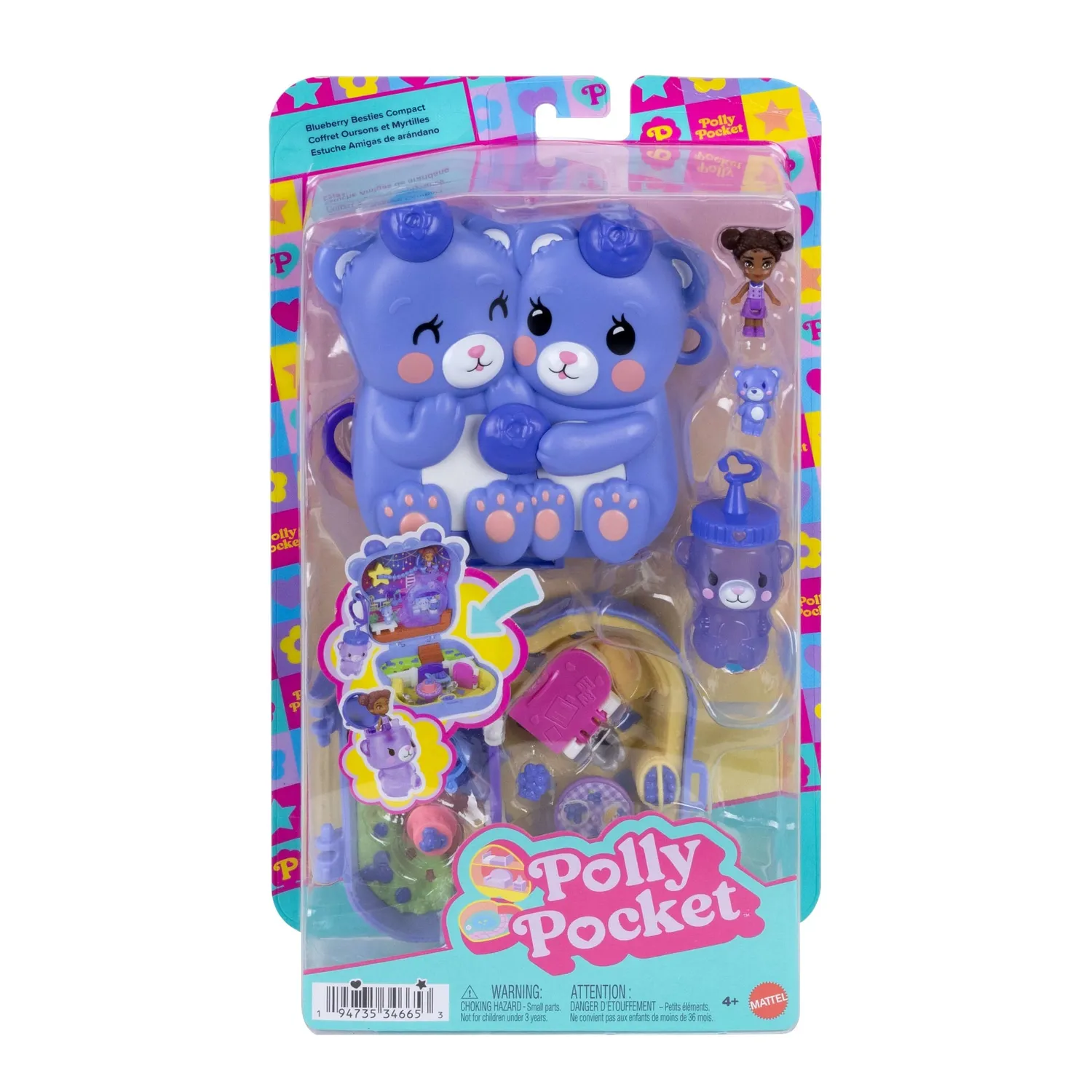 Polly Pocket Blauwe Bes Vrienden schatulle speelset bosbes
