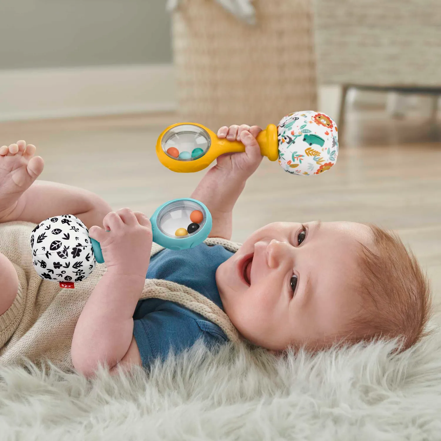 Fisher-Price Maracas rammelaar set van 2 met contrastkleur