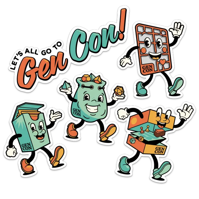 Gen Con 2026 Let’s All Go sticker set 5 stuks vinyl