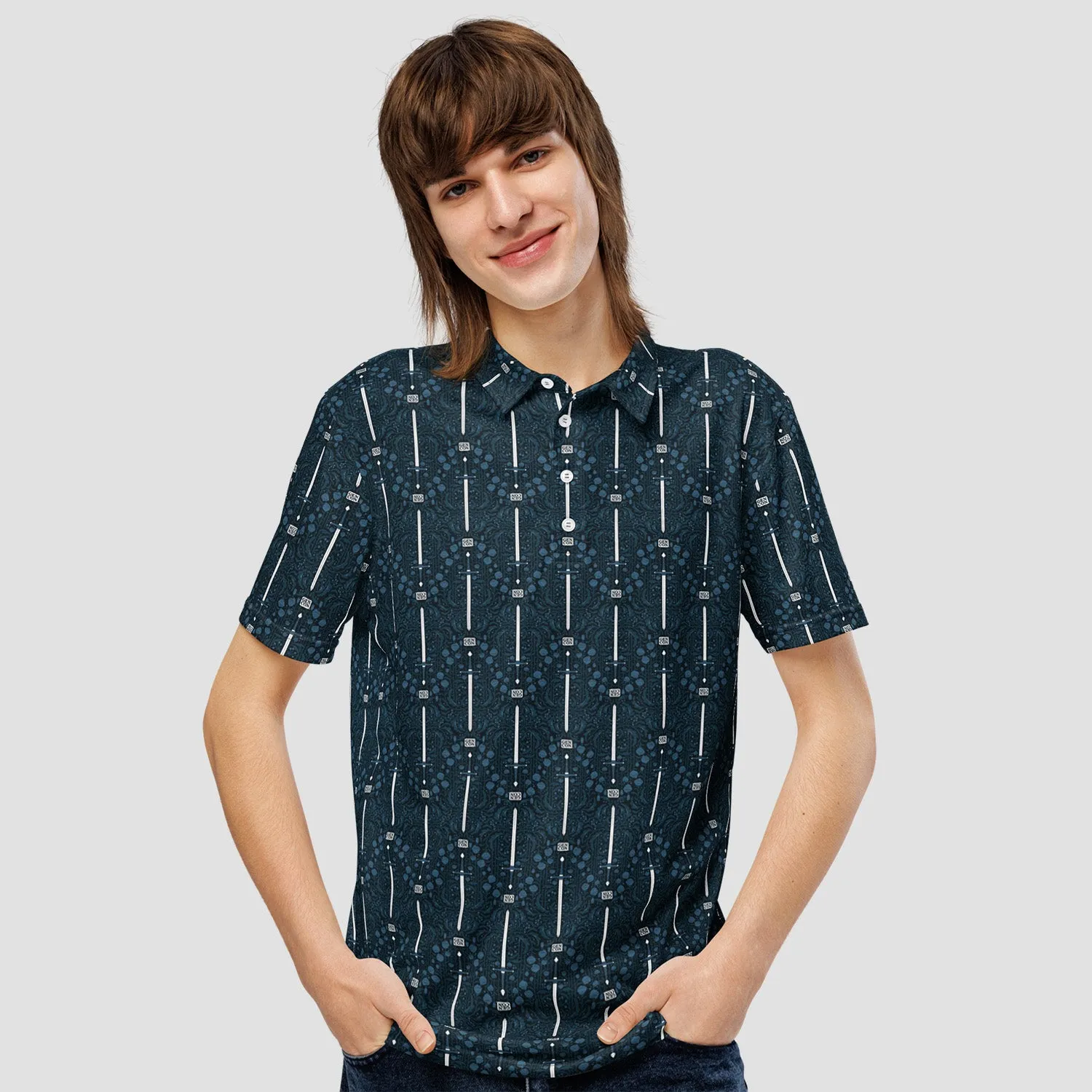 Roll A Crit Patterned polo Gen Con 2026 blauw sportfit