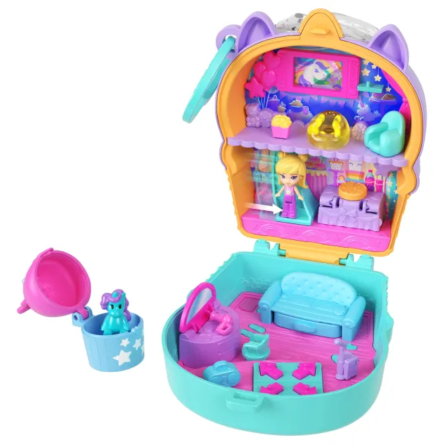 Polly Pocket Eistraum Einhorn speelset met micropop en dier