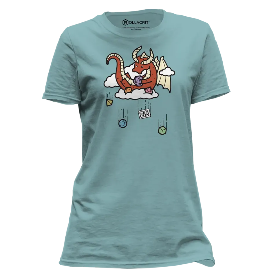 Roll A Crit Gen Con Skyrolling Genevieve Femme T-shirt Heather Blue Lagoon M