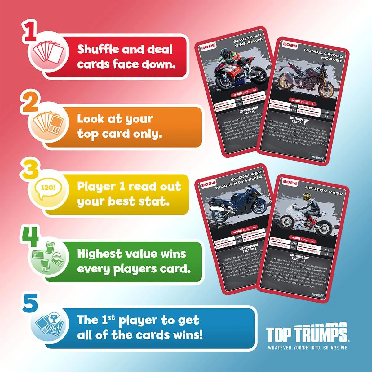 Top Trumps Super Bikes kaartspel motoren 30 kaarten