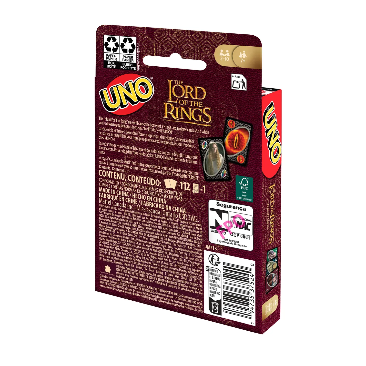 UNO In de Ban van de Ring Kaartspel Film Editie 7+ Jaar