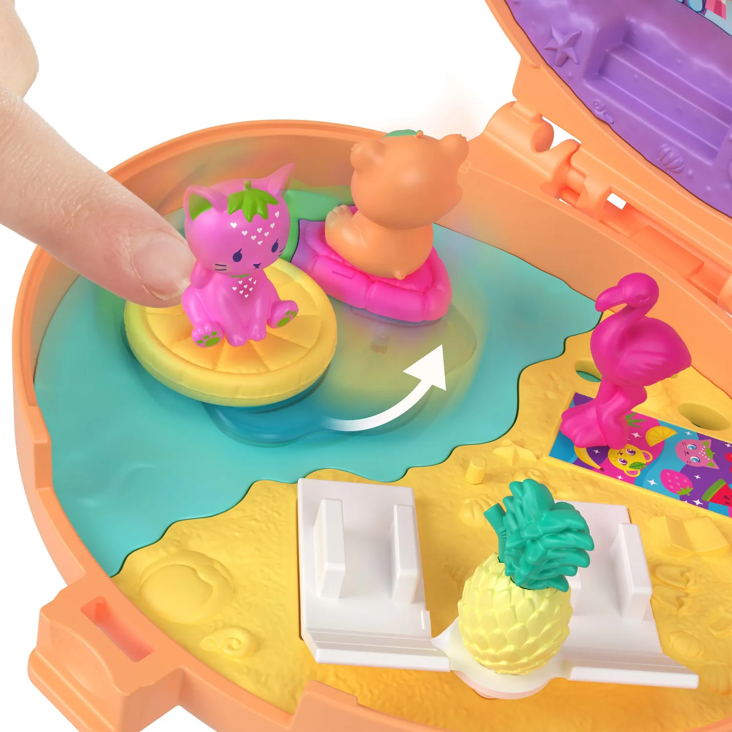 Polly Pocket Knuffelbeer compact speelset fruit met pop