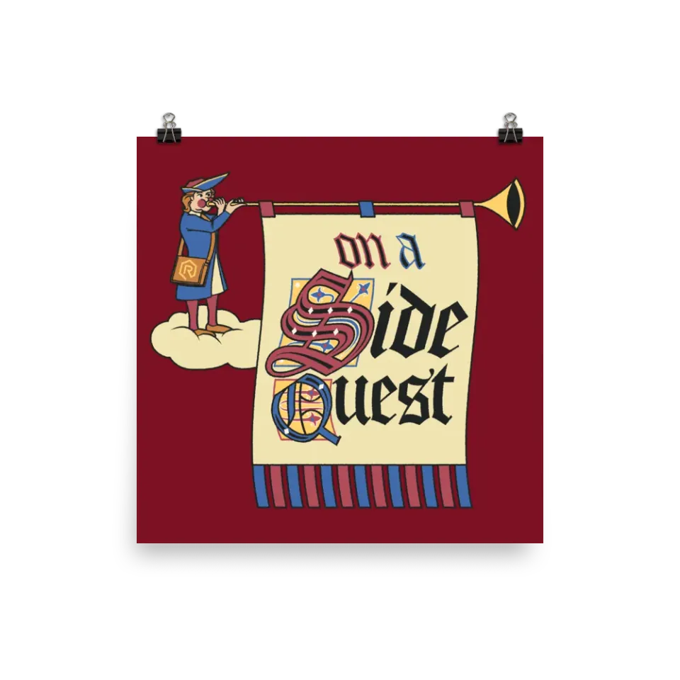 Roll A Crit On a Side Quest poster 30x30 cm