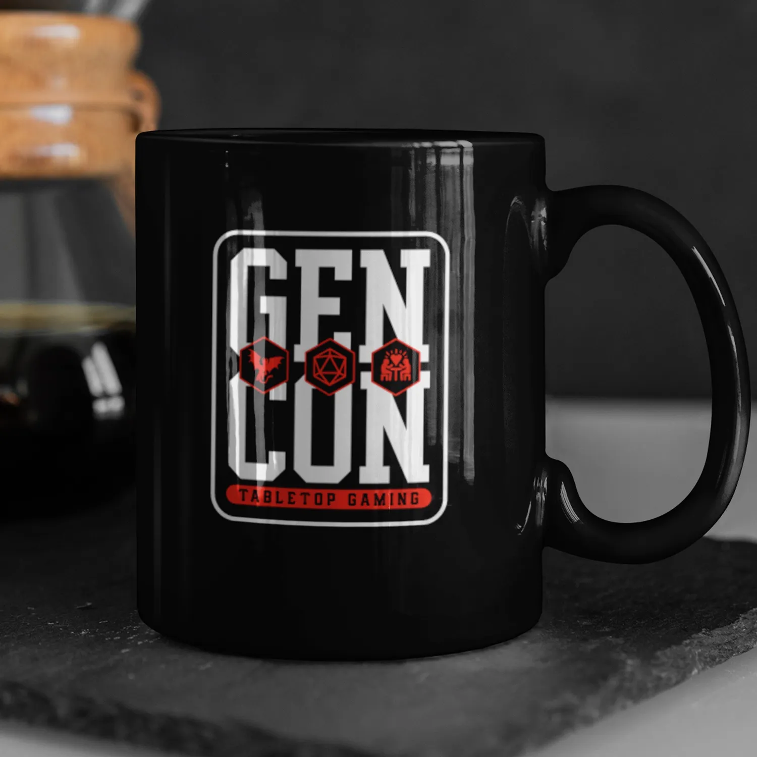 Roll A Crit Gen Con Icons mok keramiek zwart 11oz