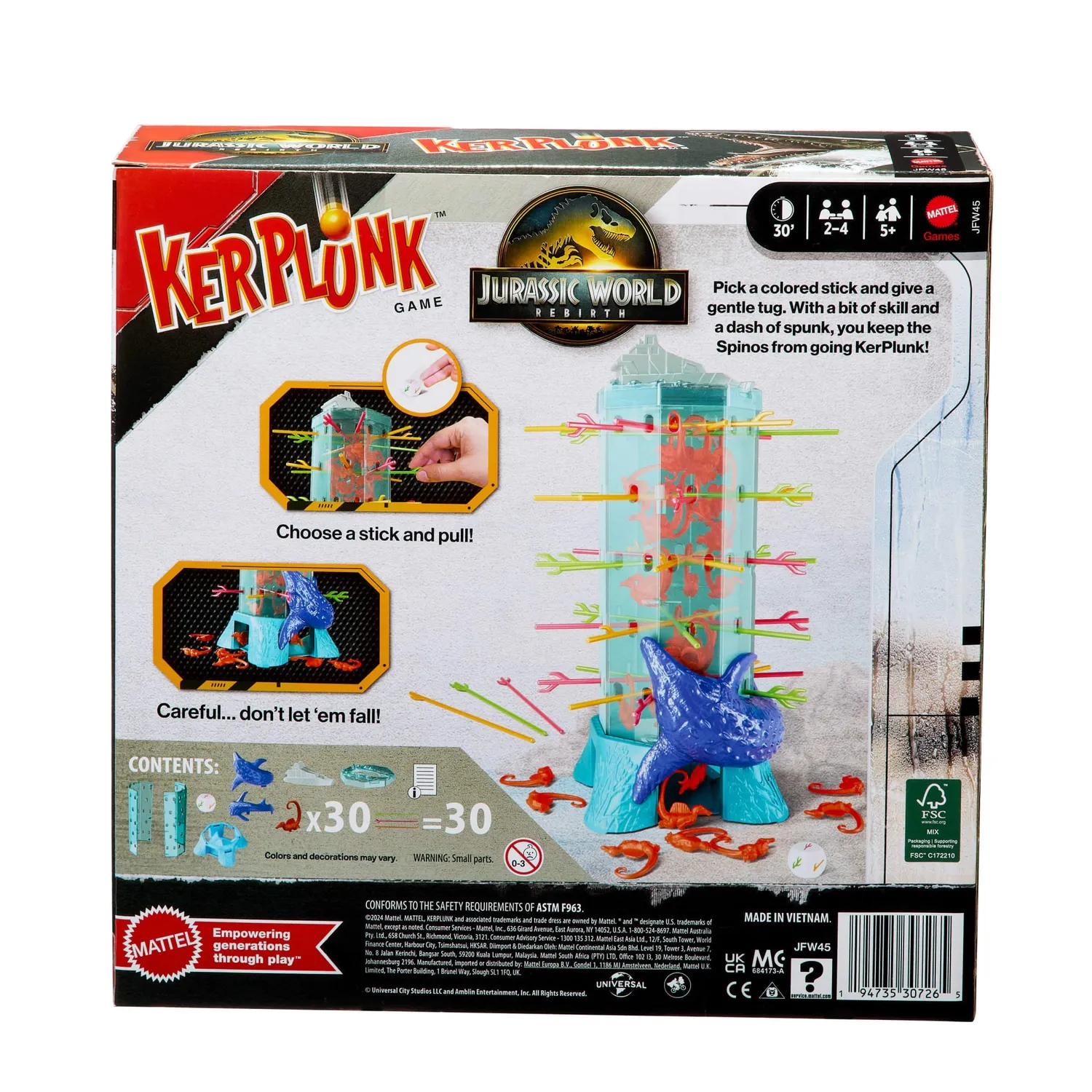 Mattel Games Jurassic World vallende Spinozauriërs spel toren