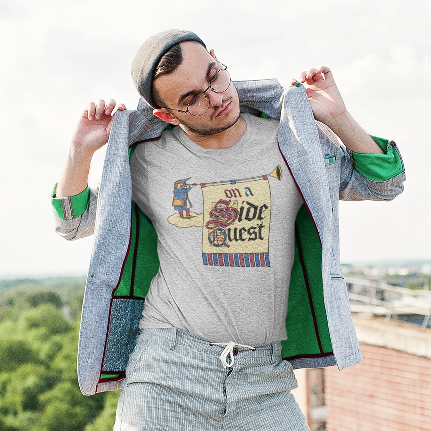 Roll A Crit On a Side Quest T-shirt statement katoen