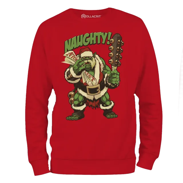 Roll A Crit Holiday Naughty Ogre sweater katoen rood S